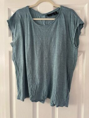 Teal Blue 100% Linen Women's Tee